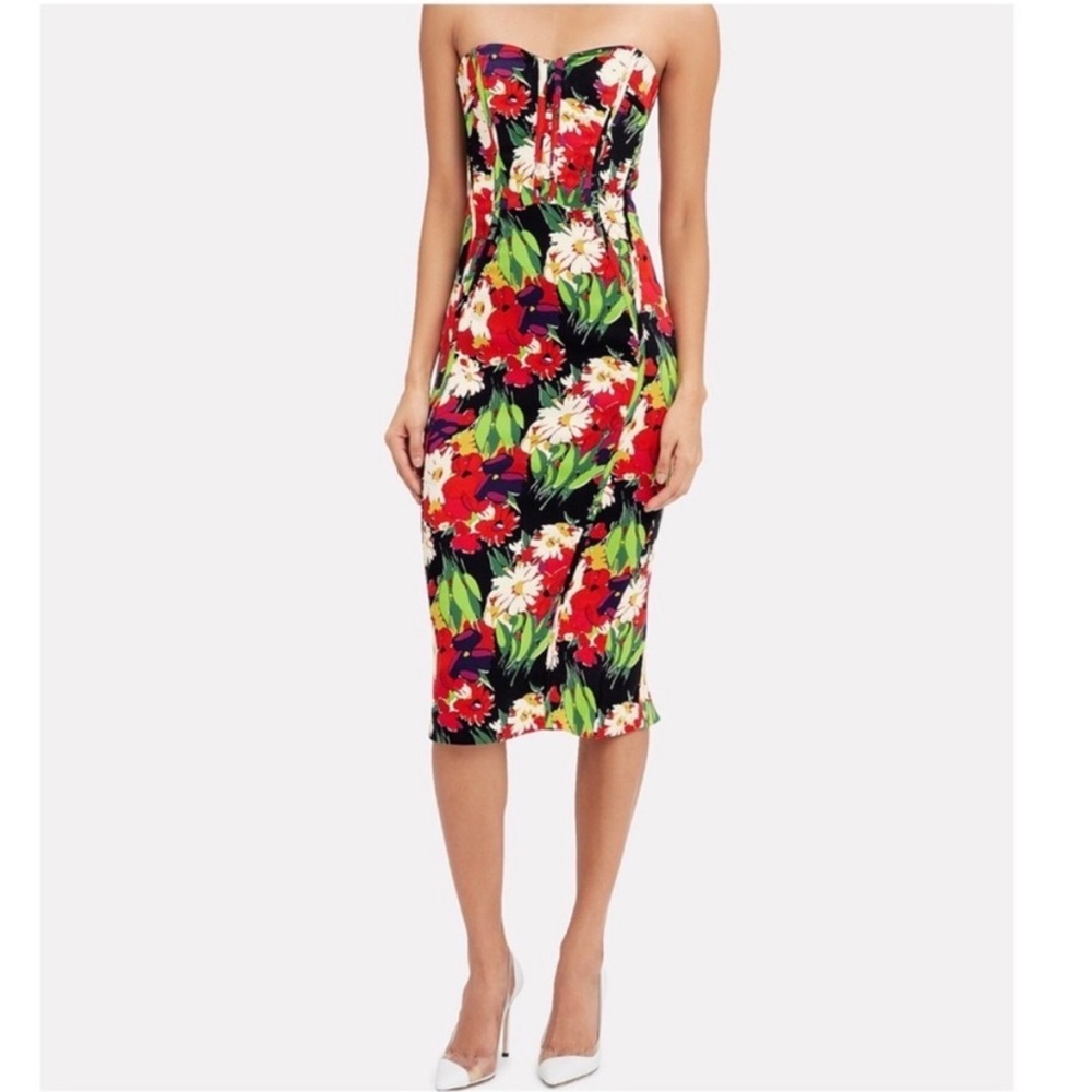 Veronica Beard Saffron Strapless Floral Midi Dress Size 10